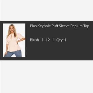 NEW Boohoo Plus Keyhole Puff Sleeve Peplum Top!